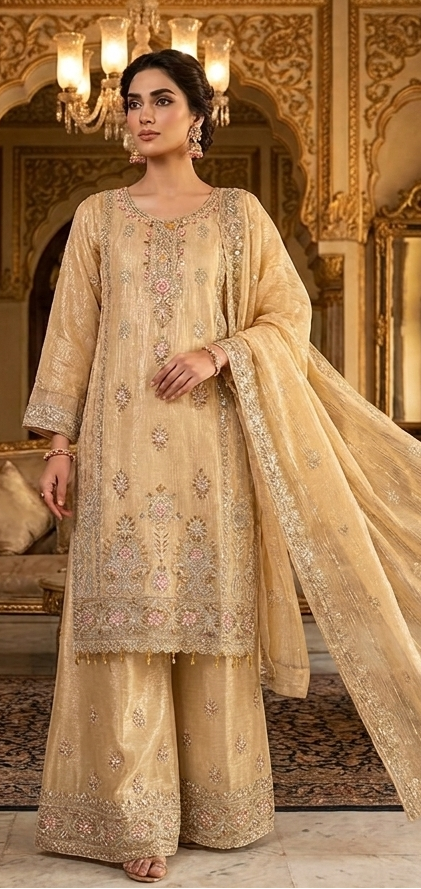 3 Piece Embroidered Cotton Organza Suit....ASB-3P-04-CGD