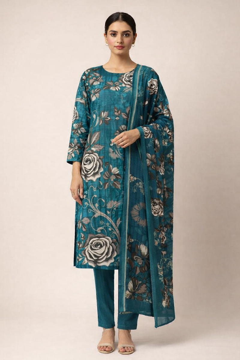 3-Piece Unstitched Bana Dora Lawn Suit – Bana Dora Shirt | Printed Dupatta | Plain Trouser