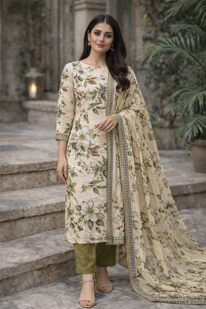 3-Piece Unstitched Bana Dora Lawn Suit – Bana Dora Shirt | Printed Dupatta | Plain Trouser