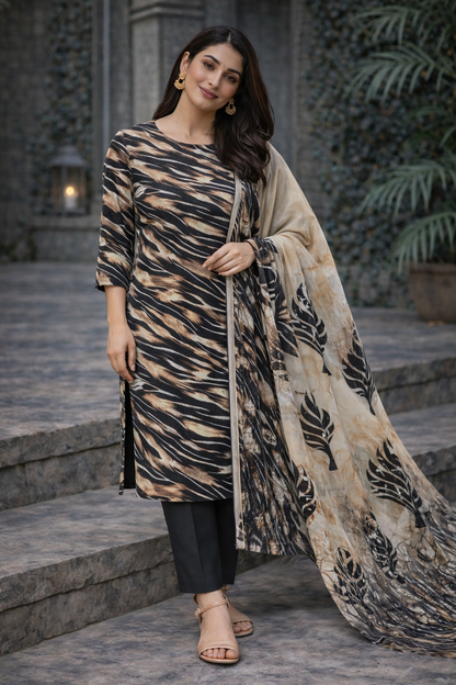 3-Piece Unstitched Bana Dora Lawn Suit – Bana Dora Shirt | Printed Dupatta | Plain Trouser