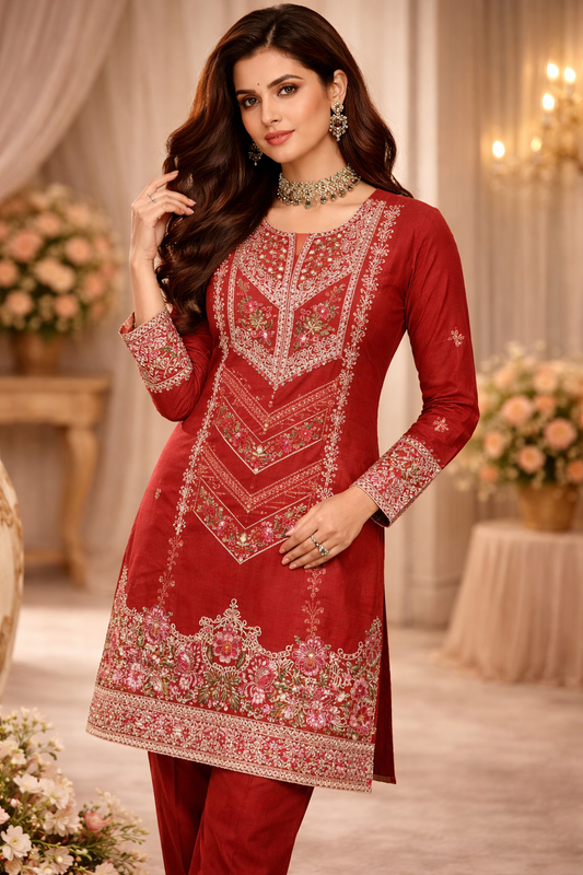 Rust Red Embroidered Lawn 2 Piece Suit...ASB-EP-02-RD
