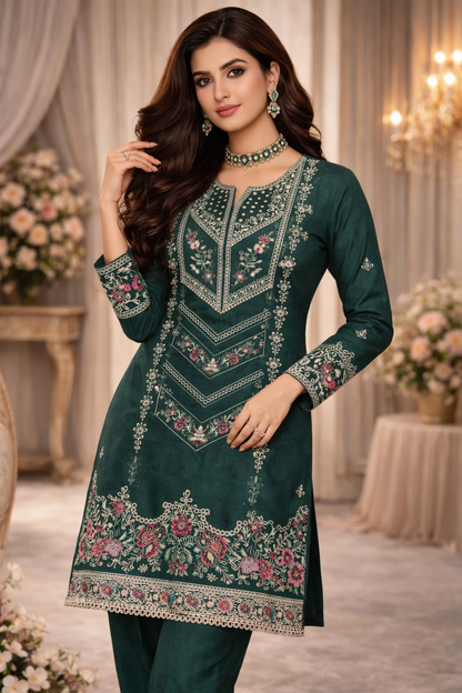 Bottle Green Embroidered Lawn 2 Piece Suit....ASB-EP-03-BGR