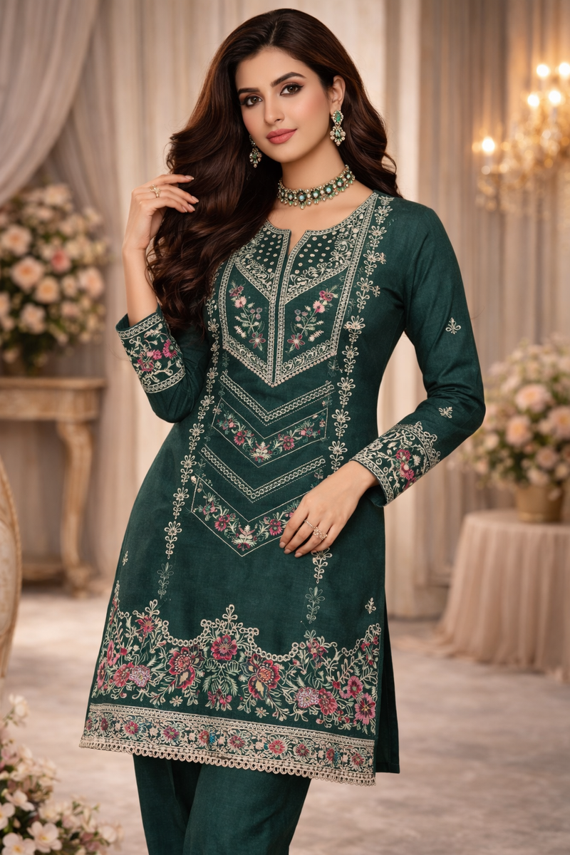 Bottle Green Embroidered Lawn 2 Piece Suit....ASB-EP-03-BGR
