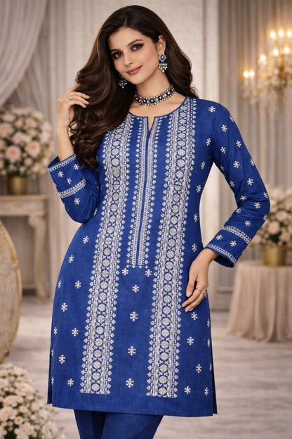 Blue Cross Stitch Inspired Embroidered Lawn 2 Piece Suit....ASB-CS-05-BLU
