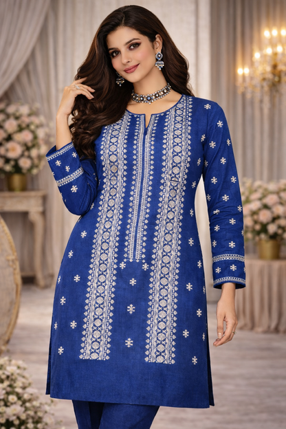 Blue Cross Stitch Inspired Embroidered Lawn 2 Piece Suit....ASB-CS-05-BLU