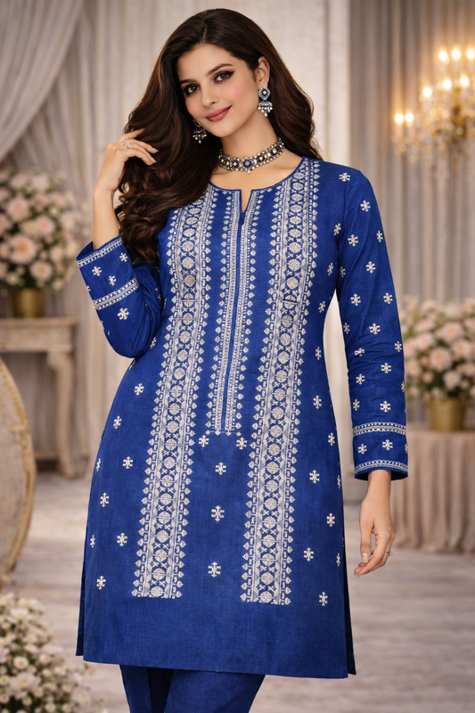 Blue Cross Stitch Inspired Embroidered Lawn 2 Piece Suit....ASB-CS-05-BLU