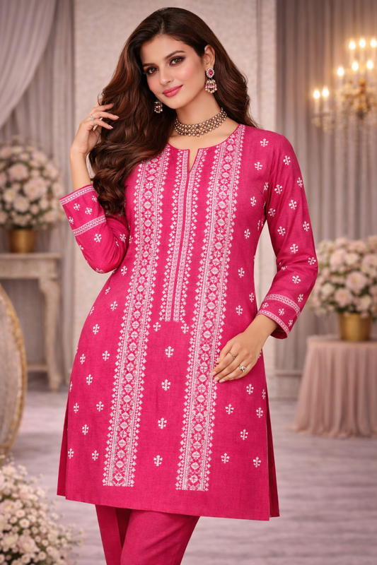 Pink Cross Stitch Inspired Embroidered Lawn 2 Piece Suit..ASB-CS-03-PNK