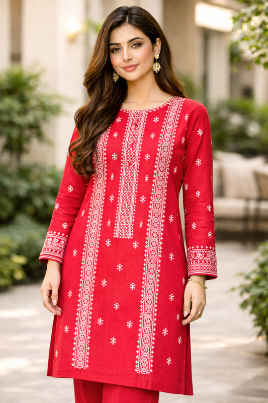 Cross Stitch Inspired Embroidered Lawn 2 Piece Suit...ASB-CS-06-RD