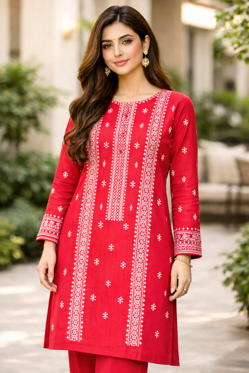 Cross Stitch Inspired Embroidered Lawn 2 Piece Suit...ASB-CS-06-RD