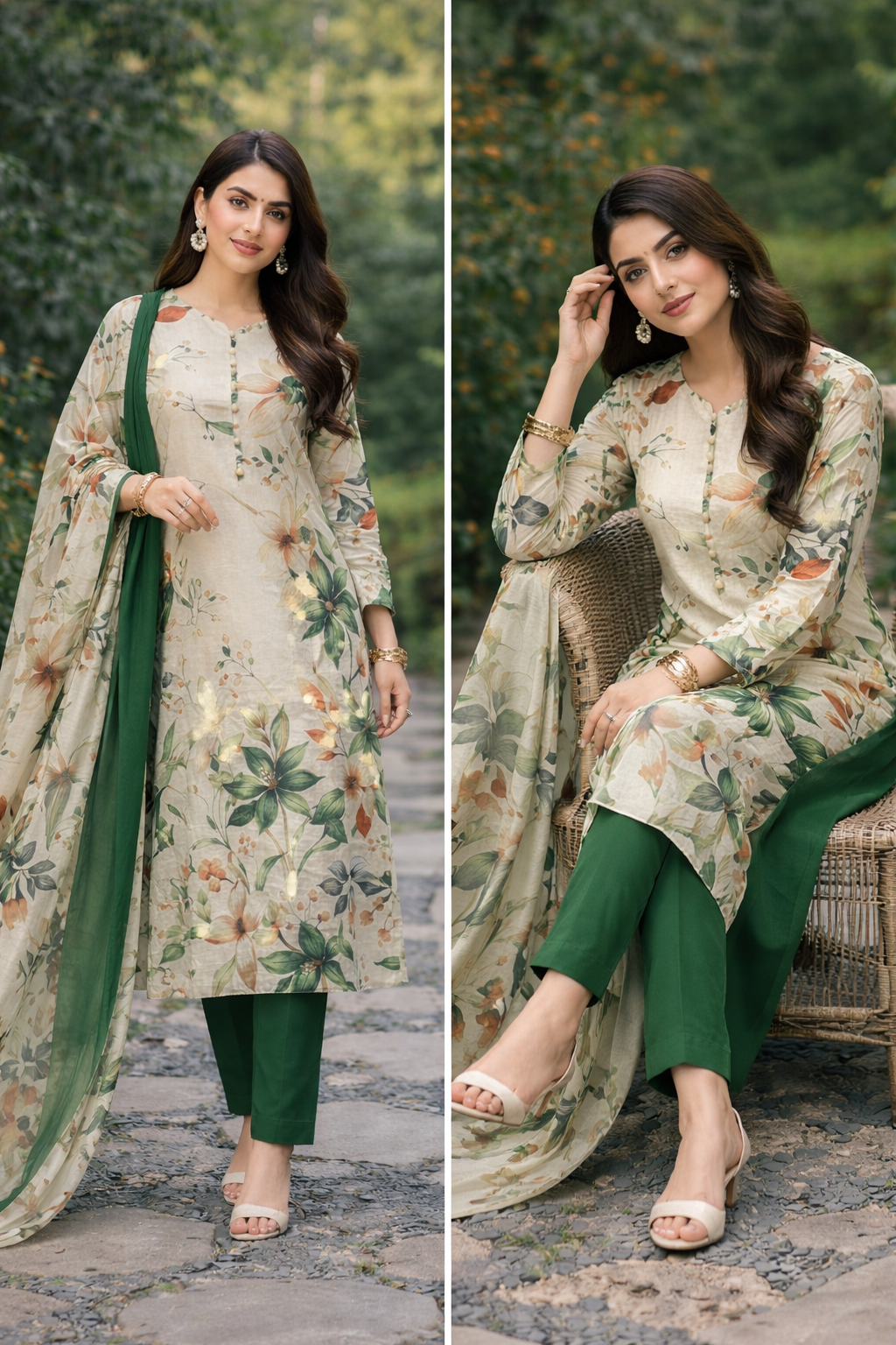 3-Piece Unstitched Bana Dora Lawn Suit – Bana Dora Shirt | Printed Dupatta | Plain Trouser
