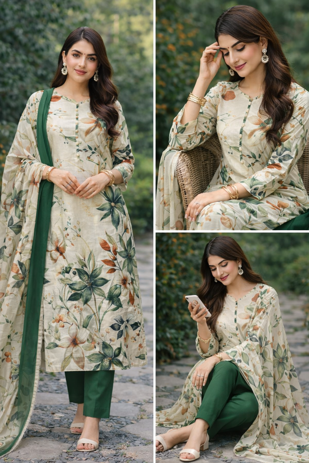 3-Piece Unstitched Bana Dora Lawn Suit – Bana Dora Shirt | Printed Dupatta | Plain Trouser