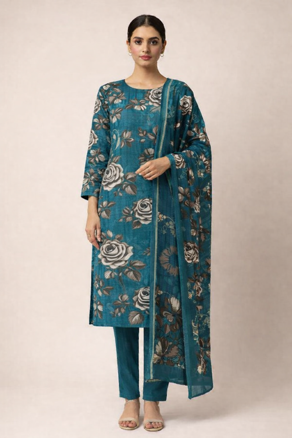 3-Piece Unstitched Bana Dora Lawn Suit – Bana Dora Shirt | Printed Dupatta | Plain Trouser