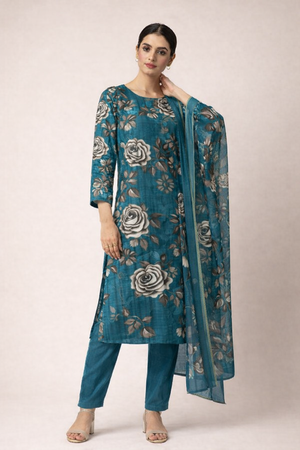 3-Piece Unstitched Bana Dora Lawn Suit – Bana Dora Shirt | Printed Dupatta | Plain Trouser