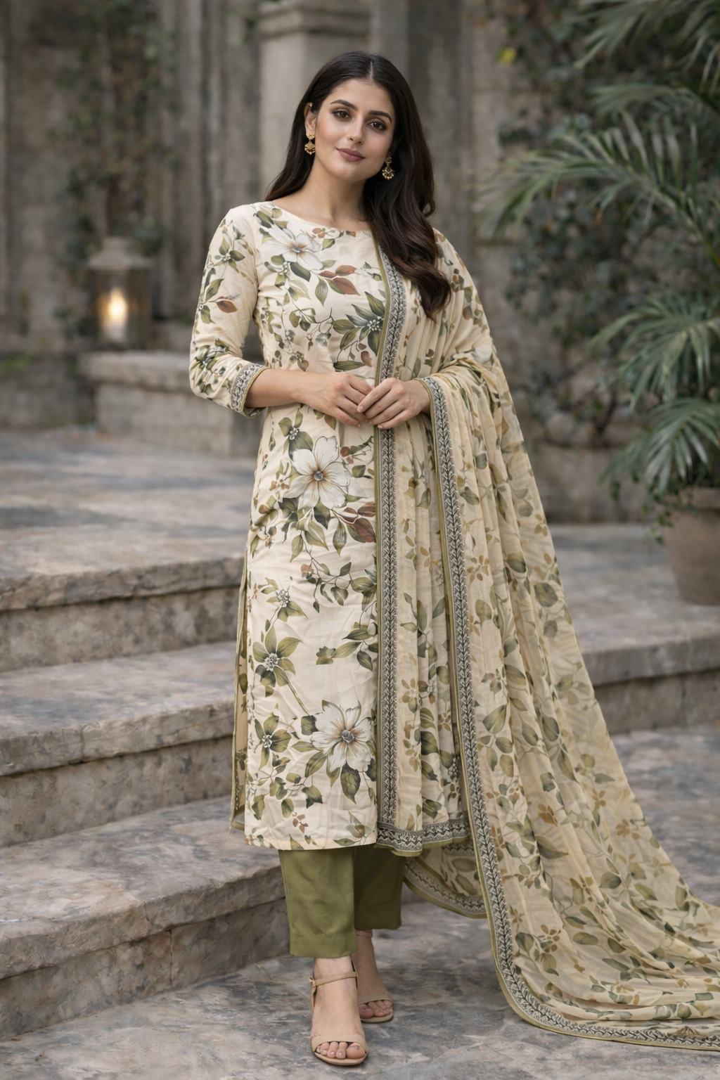 3-Piece Unstitched Bana Dora Lawn Suit – Bana Dora Shirt | Printed Dupatta | Plain Trouser