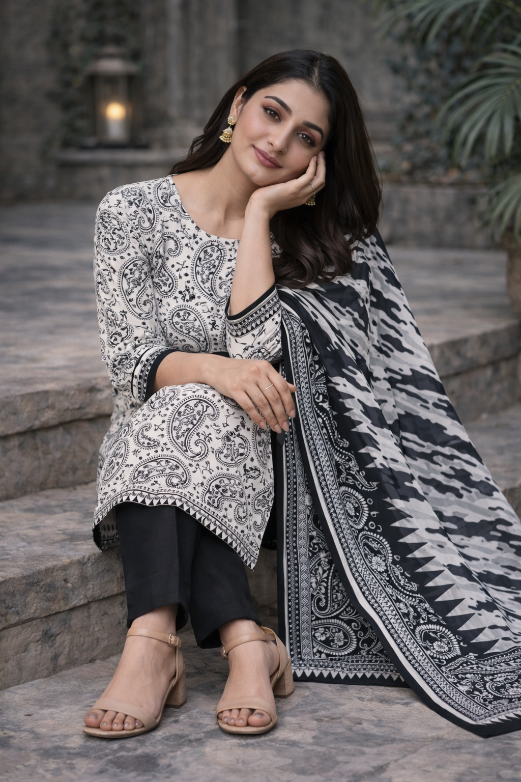 3-Piece Unstitched Bana Dora Lawn Suit – Bana Dora Shirt | Printed Dupatta | Plain Trouser
