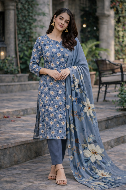 3-Piece Unstitched Bana Dora Lawn Suit – Bana Dora Shirt | Printed Dupatta | Plain Trouser