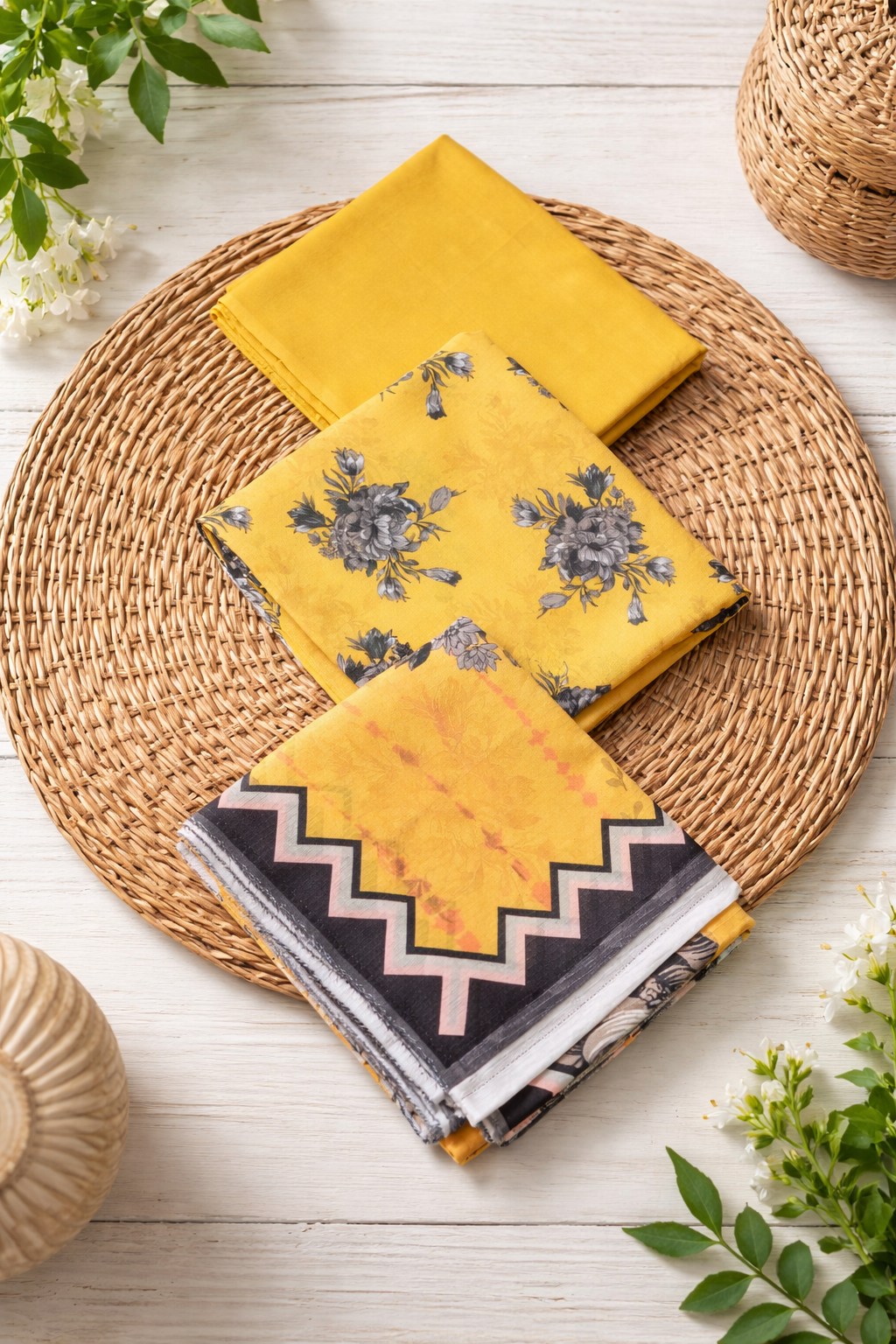 3-Piece Unstitched Bana Dora Lawn Suit – Bana Dora Shirt | Printed Dupatta | Plain Trouser