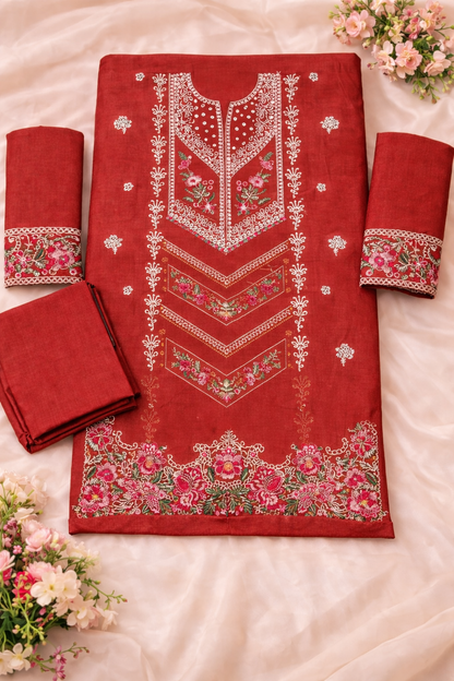 Rust Red Embroidered Lawn 2 Piece Suit...ASB-EP-02-RD