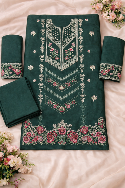 Bottle Green Embroidered Lawn 2 Piece Suit....ASB-EP-03-BGR
