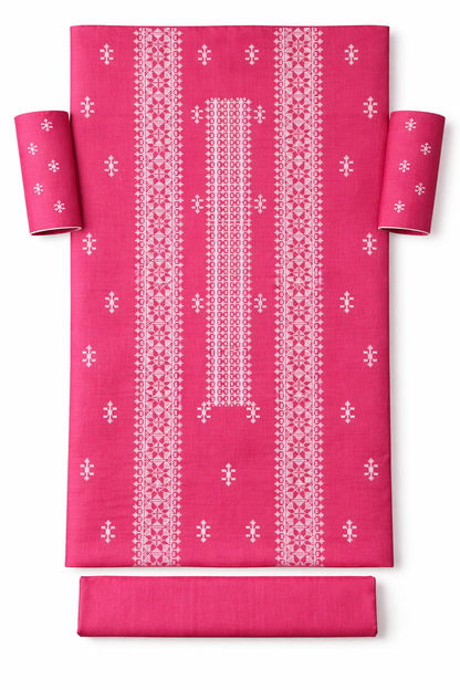 Pink Cross Stitch Inspired Embroidered Lawn 2 Piece Suit..ASB-CS-03-PNK