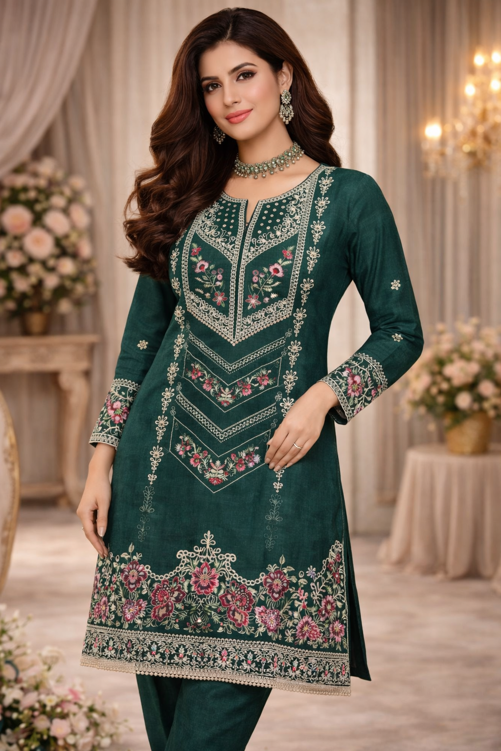 Bottle Green Embroidered Lawn 2 Piece Suit....ASB-EP-03-BGR