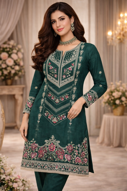 Bottle Green Embroidered Lawn 2 Piece Suit....ASB-EP-03-BGR