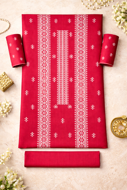 Cross Stitch Inspired Embroidered Lawn 2 Piece Suit...ASB-CS-06-RD