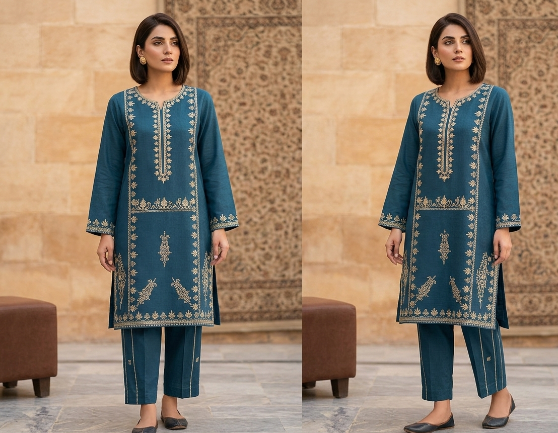 Teal Blue Embroidered Lawn 2 Piece Suit...ASB-EP-204-DPK