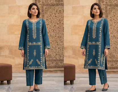 Teal Blue Embroidered Lawn 2 Piece Suit...ASB-EP-204-DPK