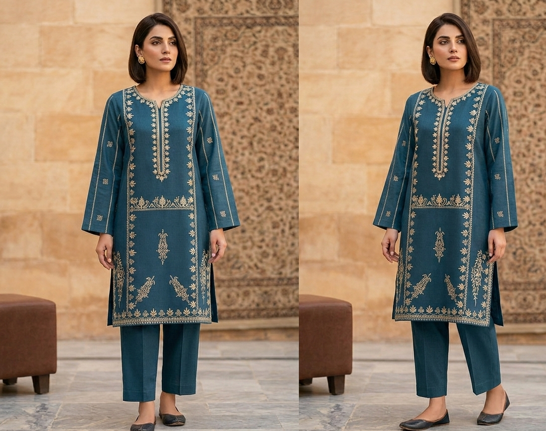 Teal Blue Embroidered Lawn 2 Piece Suit...ASB-EP-204-DPK