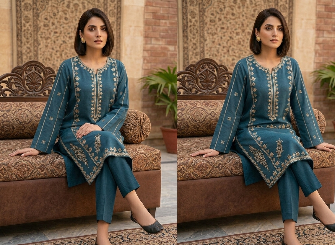 Teal Blue Embroidered Lawn 2 Piece Suit...ASB-EP-204-DPK