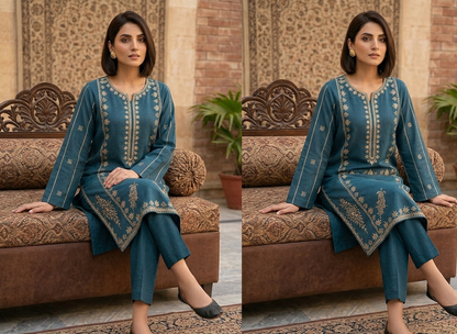 Teal Blue Embroidered Lawn 2 Piece Suit...ASB-EP-204-DPK